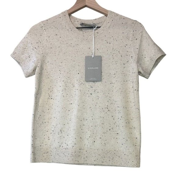 Everlane Sweaters - EVERLANE The Cashmere Sweater Tee Short Sleeve Beige Speckled Sz Small